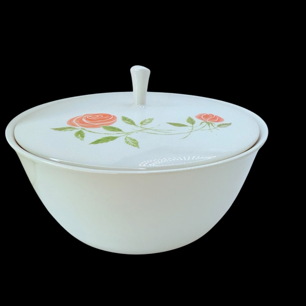 Franciscan Pink A Dilly Whitestone Ware Covered Casserole Serving Dish Vintage